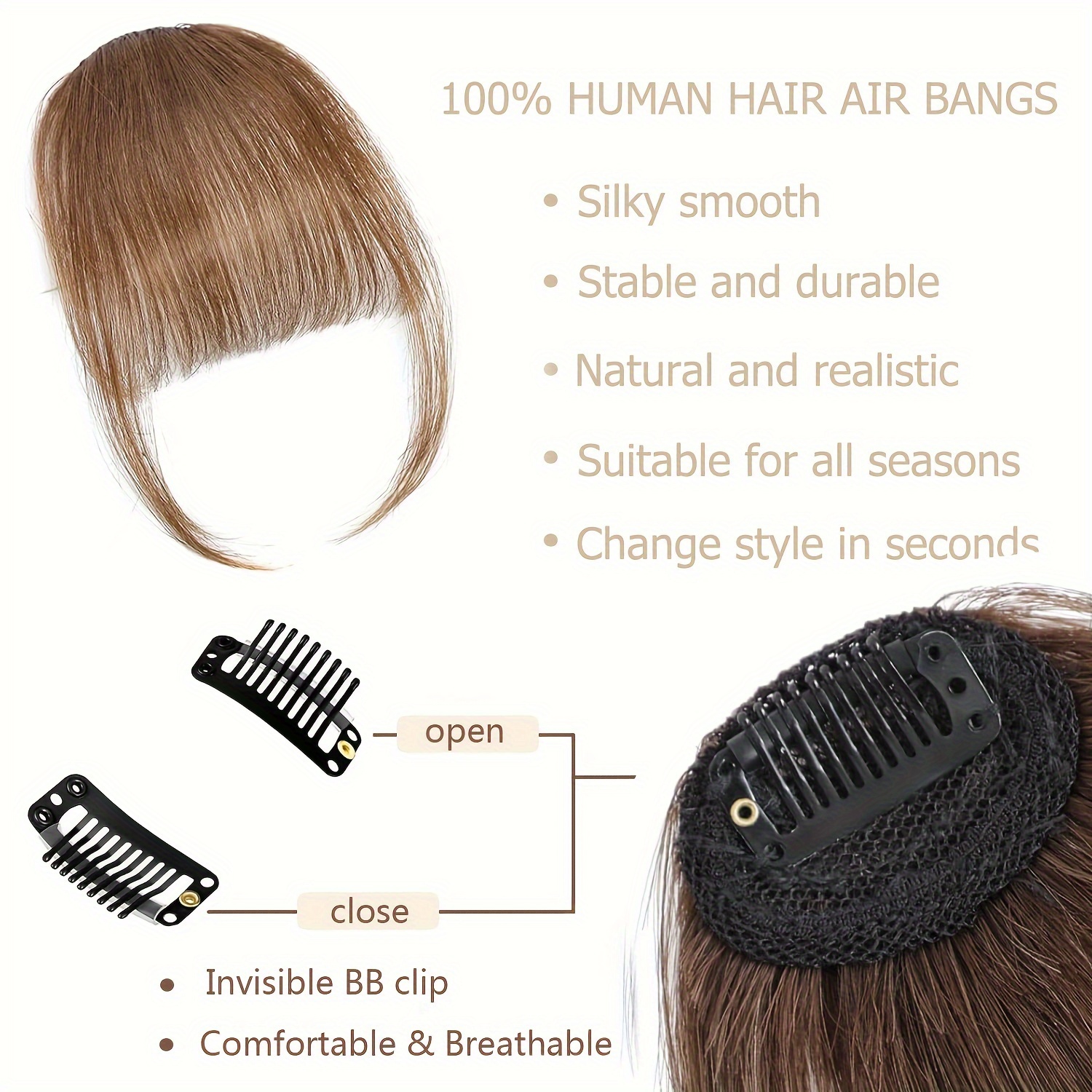 100 real hair clip style bangs with storage box thin bangs clip   bangs sideburns and fine bangs hair extension suitable for womens daily   accessories details 5