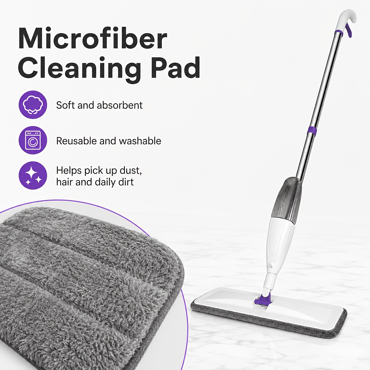 spray mop set 1 mop 10 replacement pads household hands free washable spray mop dual use wet and dry flat mop 360 rotating cleaning mop suitable for wood floors tiles kitchen and living room 4