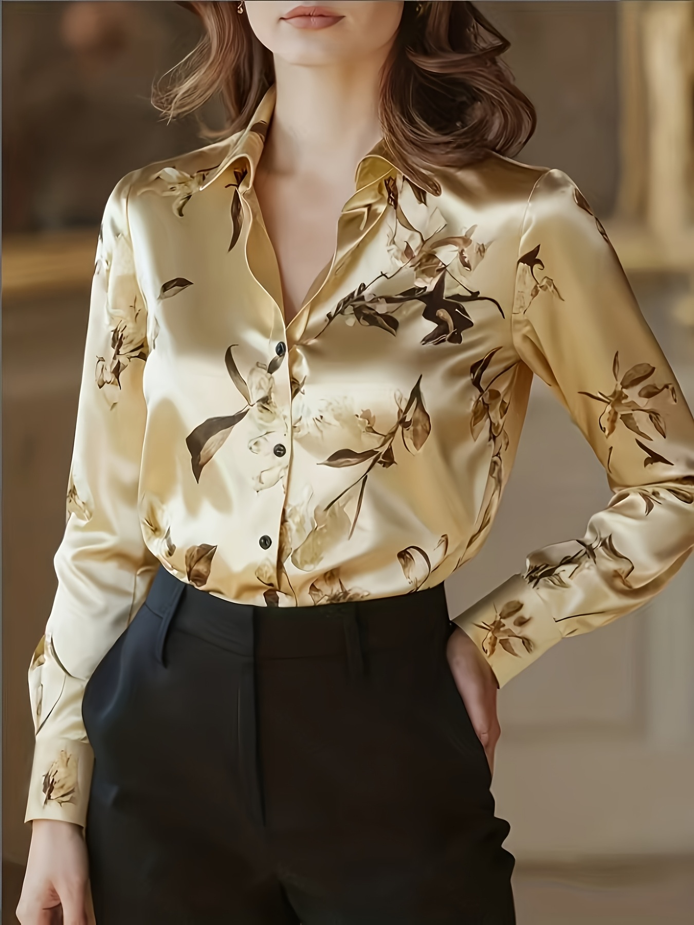 elegant special edition womens printed long sleeve shirt details 9