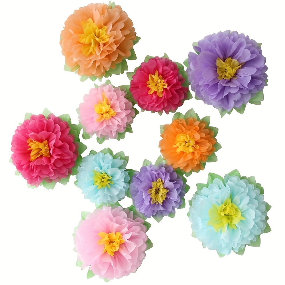 

Colorful Carnival Paper Flowers 10 Pieces Set, Outdoor Decoration Birthday Carnival Rainbow Theme Party Background Photo Booth Wall Decoration