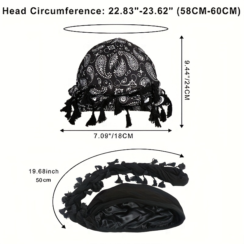 chapeau turban imprimé - africain unisexe - chapeau de tête extensible respirant - bonnet arabe élastique avec détail de pompon Détails du produit 6