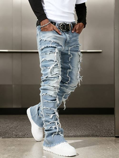 de oversize streetwear - jeans anchos y holgados de color , a para uso casual y nocturno - (hombre)