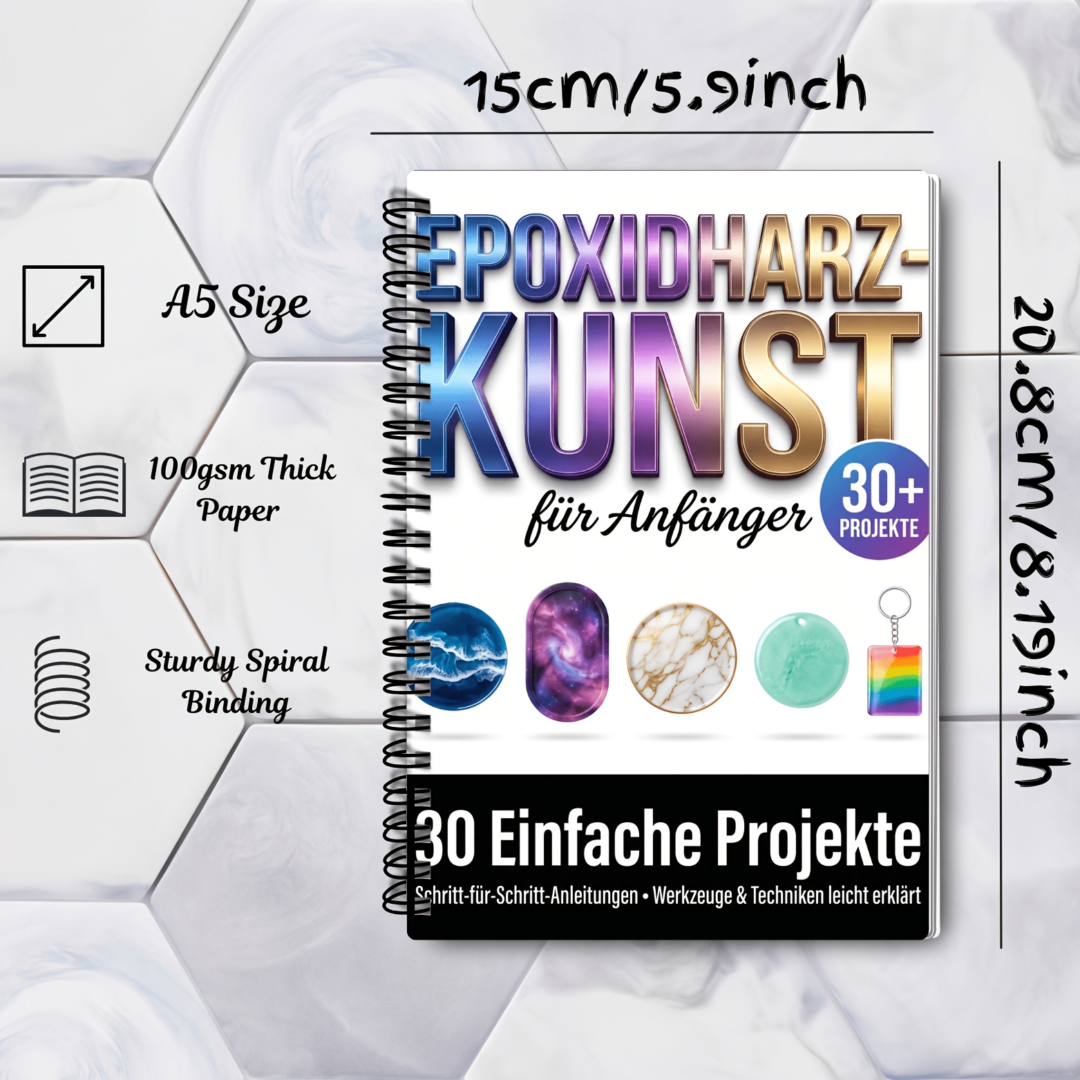 E-shop Deutsche Version Epoxidharz DIY Clipbook A5 | Schritt-für-Schritt-Basteln, Mischverhältnisse & Schmuckprojekte | Nachfüllbares Kreativset für