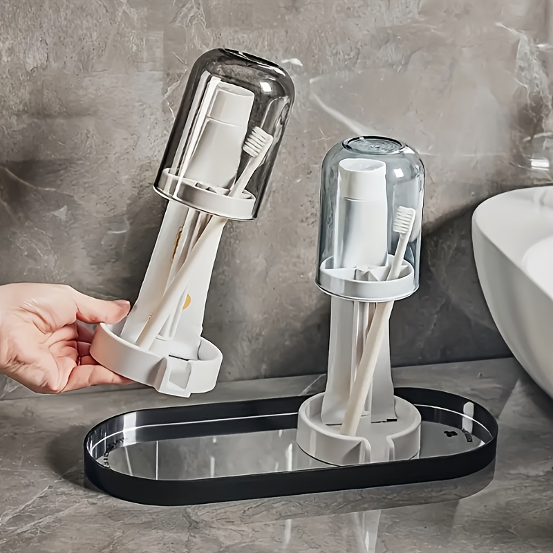 Bathroom Toothbrush Organizer a Dust Cover Designed Hold