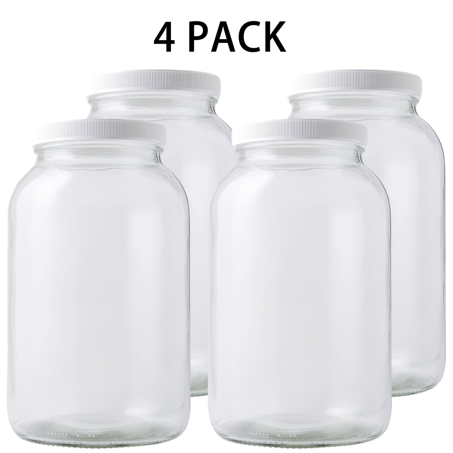 4 pack large capacity glass jars with aluminum lids airtight food storage containers for kitchen organization pickling and pantry