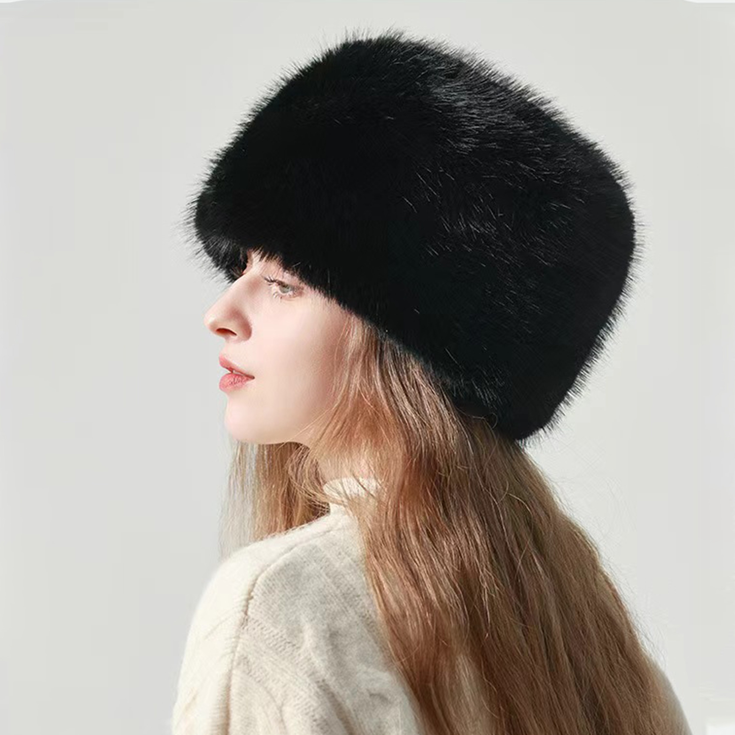 Chapeau Bucket D'hiver En Peluche Douce, Motif Floral - Taille Ajustable (tour De Tête 55-58 Cm) - Bord Large 6.5-7 Cm - Pour Femmes, Tendance