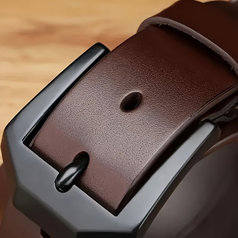 Men's Split Leather Belt with Alloy Scratch Resistant Metal Buckle