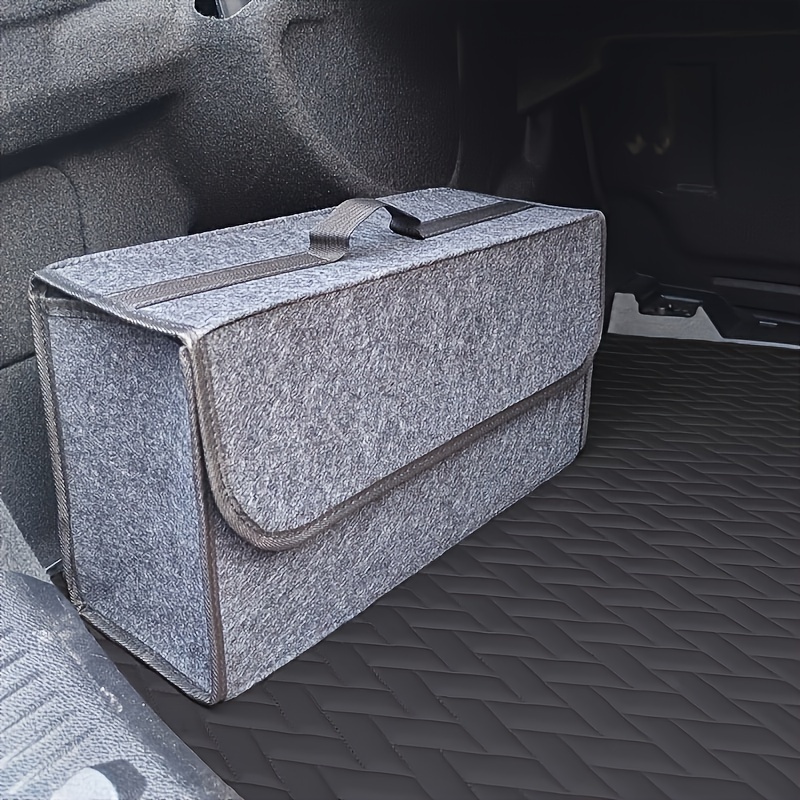 TEMU 1pc Car Storage Box, Portable, Foldable Car Trunk Organizer, Felt Cloth Storage Box, Car Interior Stowing Tidying Container Bag, Car Organizer