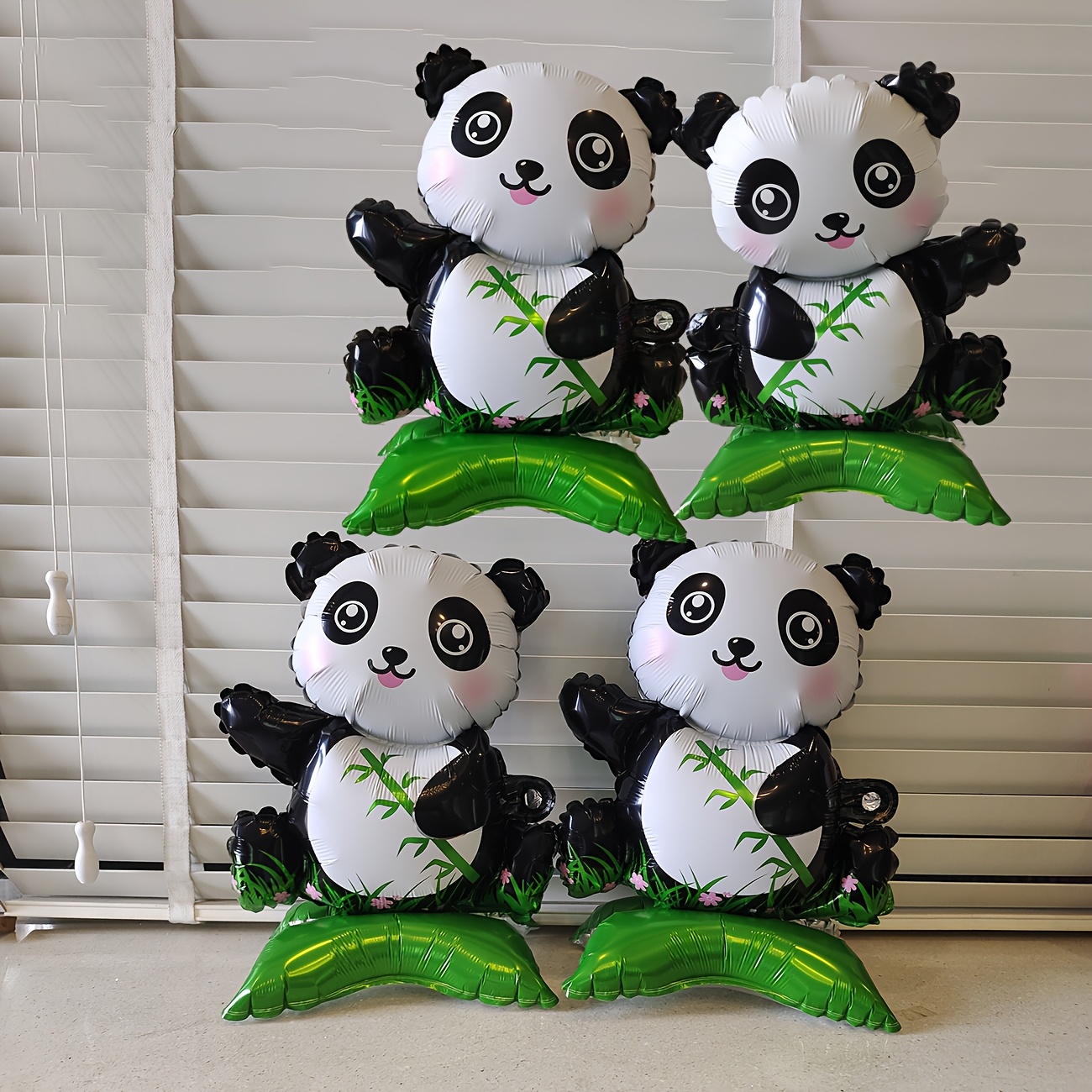 Image of Set Of 4, Adorable Panda-shaped Balloons Made Of Foil, Perfect For Showcasing At Festive Occasions