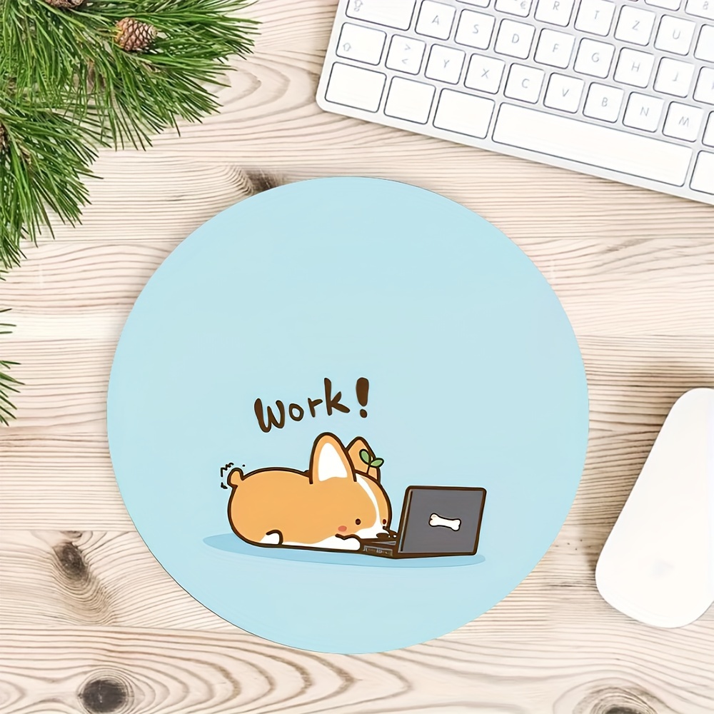 

Cute Dog Round Mouse Pad: Personalized Design For Women And Girls, Non-slip Rubber, Suitable For Office Computers And Laptops