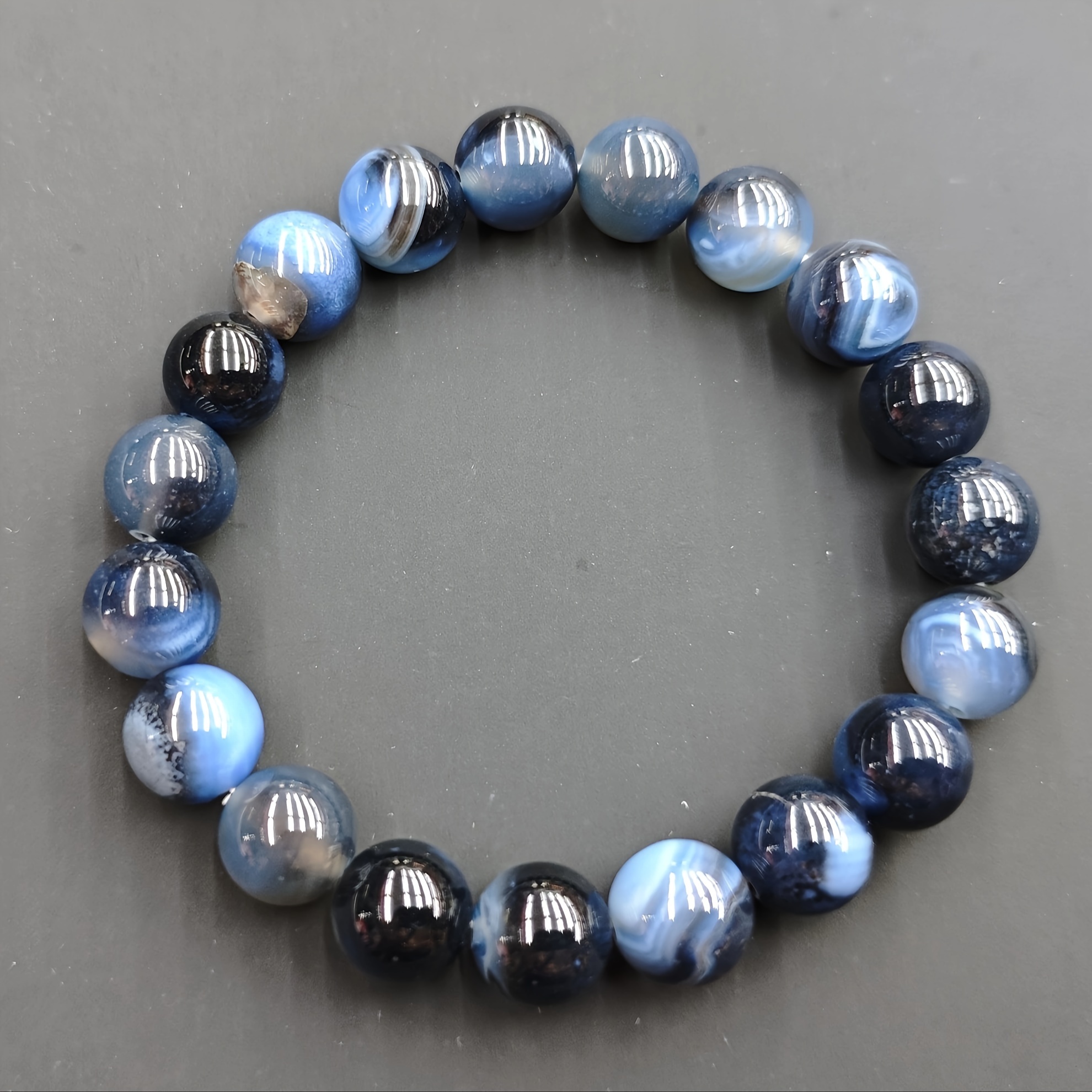 

Elegant 10mm Agate Beaded Bracelet - Perfect Gift & , Handcrafted Fashion Jewelry