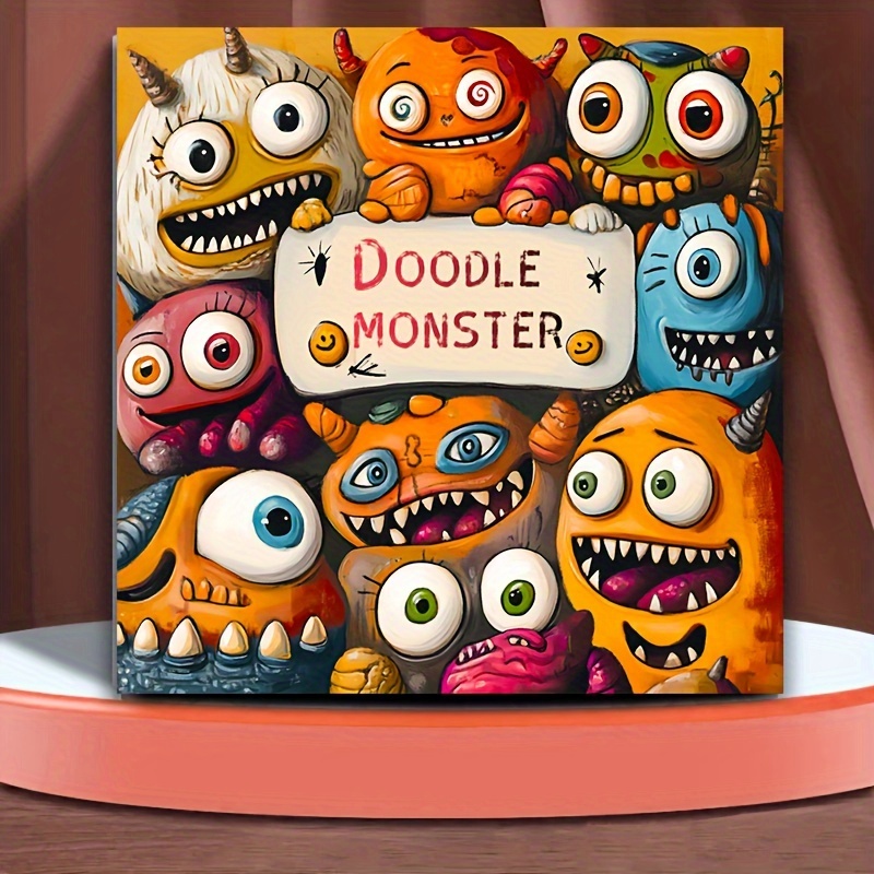 

20-page Doodle Monster Adult Coloring Book, Thickened Paper, Mixed Color, Drawing Sketchbook For Halloween, Thanksgiving, Christmas, And Party Gifts