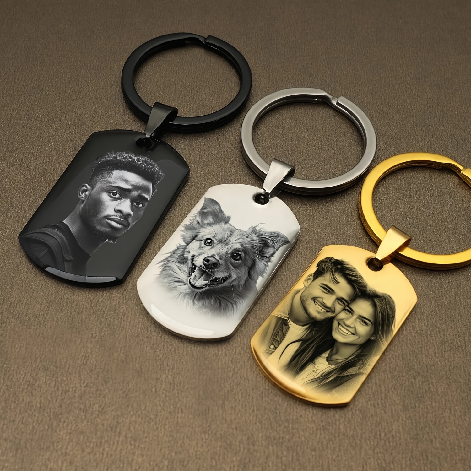 

Porte-clés Personnalisé avec Photo & - Plaque d'Identité en Acier Inoxydable pour Couples, Cadeau Commémoratif pour Animaux de Compagnie, Accessoire pour Hommes de Style Original