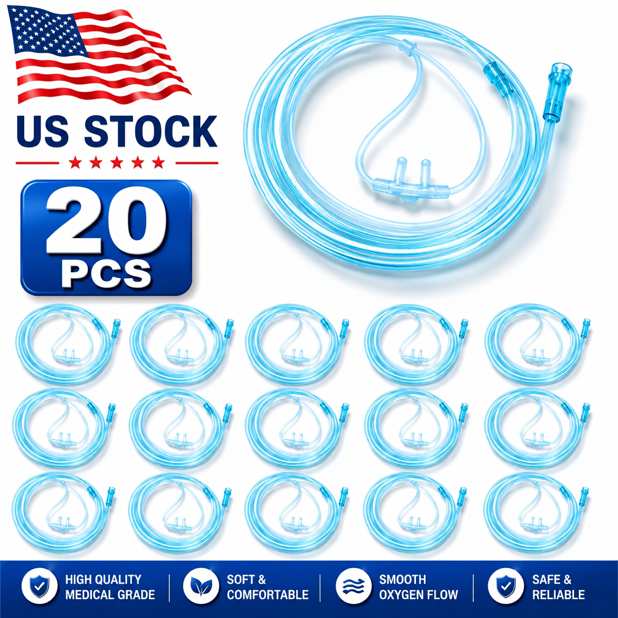 TEMU 20 Pack Ultra Soft Nasal Oxygen Cannula Tubing With 6.5ft
