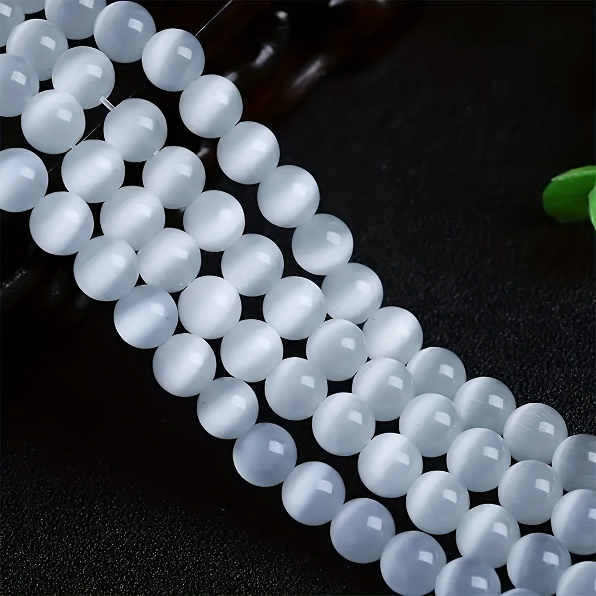 

95/65/50/40pcs 4/6/8/10mm Natural Stone White Cat's Eye Stone Beads With Holes For Beading, Spacer Beads For Jewelry Making Dly Handmade Bracelets, Necklaces, Earrings, Craft Supplies And Accessories
