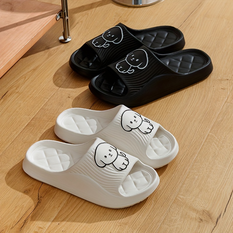 

Men's Cute Cartoon Dog Graphic Design Eva Slides, Non Slip Quick-drying Open Toe Slippers For Indoor Walking And Bathroom Shower