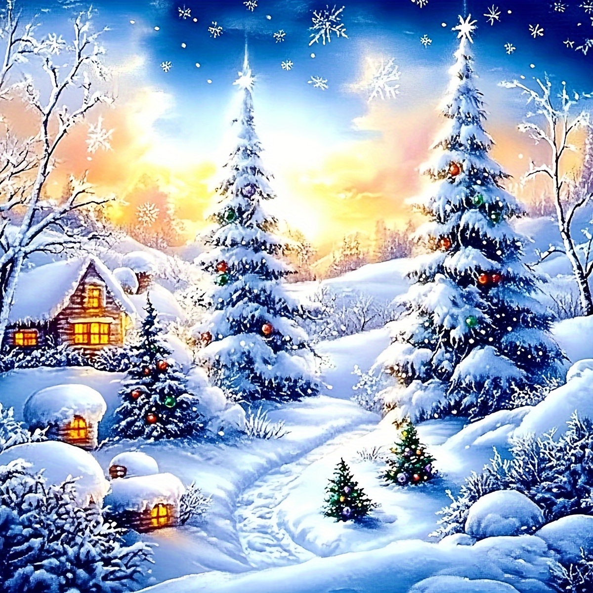 

Round Diamond Winter Wonderland Diamond Painting Kit, 5d Diy Acrylic Embroidery Art Set For Beginners, Sparkling Gem Craft, Christmas Snow Scene Wall Decor Gift 40x40cm/15.7x15.7inch