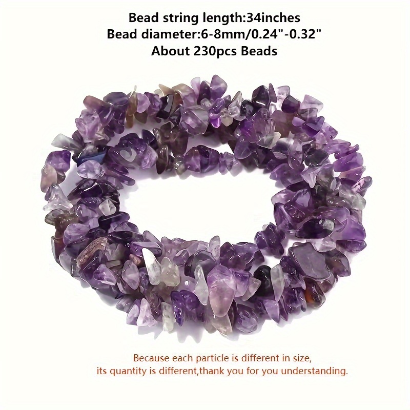 Image of 230pcs Premium Natural Amethyst Gemstone Beads, 6-8mm - Perfect For & Home Decor Crafts, Ideal Holiday Gift, 34" Strand