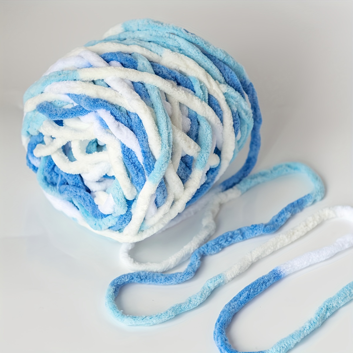 

Soft Cotton Handspun Yarn In White, Yellow, And Sky Blue - Perfect For Crochet And Knitting Projects