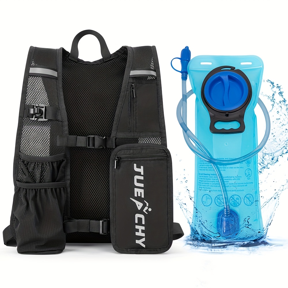 Jueachy Lightweight Running Vest For - Adjustable Straps, Zipper Closure, Hydration Backpack With Phone Pocket - Breathable Mesh & Durable Nylon, Black, Hiking Gear, , Secure Zipper Closure