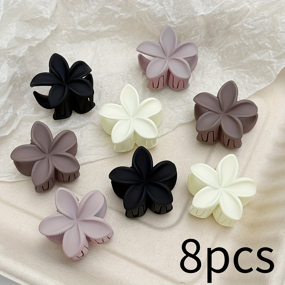 Image of 8pcs Small Matte Flower Hair Clip With Matte Texture And Suitable For Daily Wear And Wear, The High-end Milk Coffee More