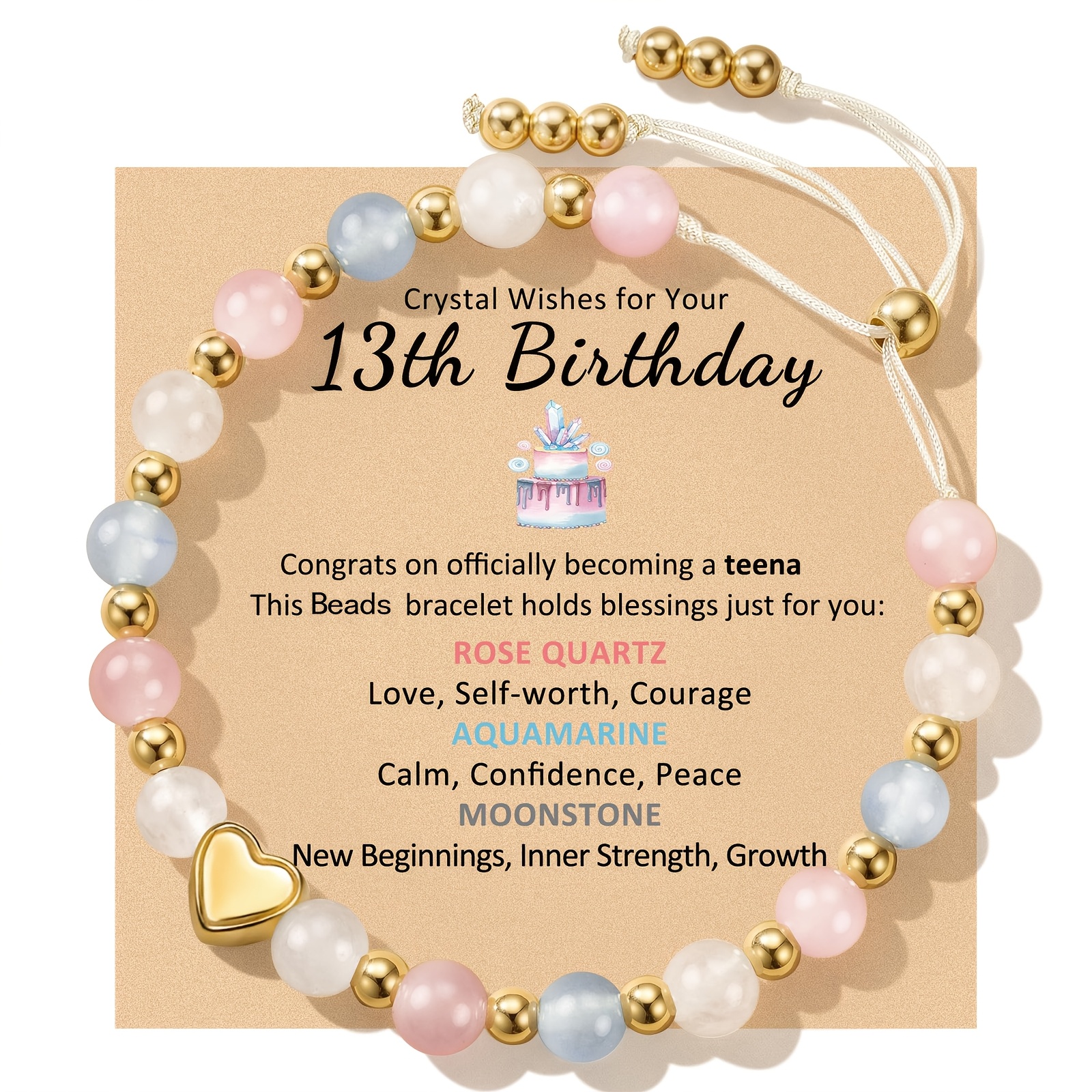 Adjustable Beaded Bracelet for 10-16 Year Old Birthday Gift