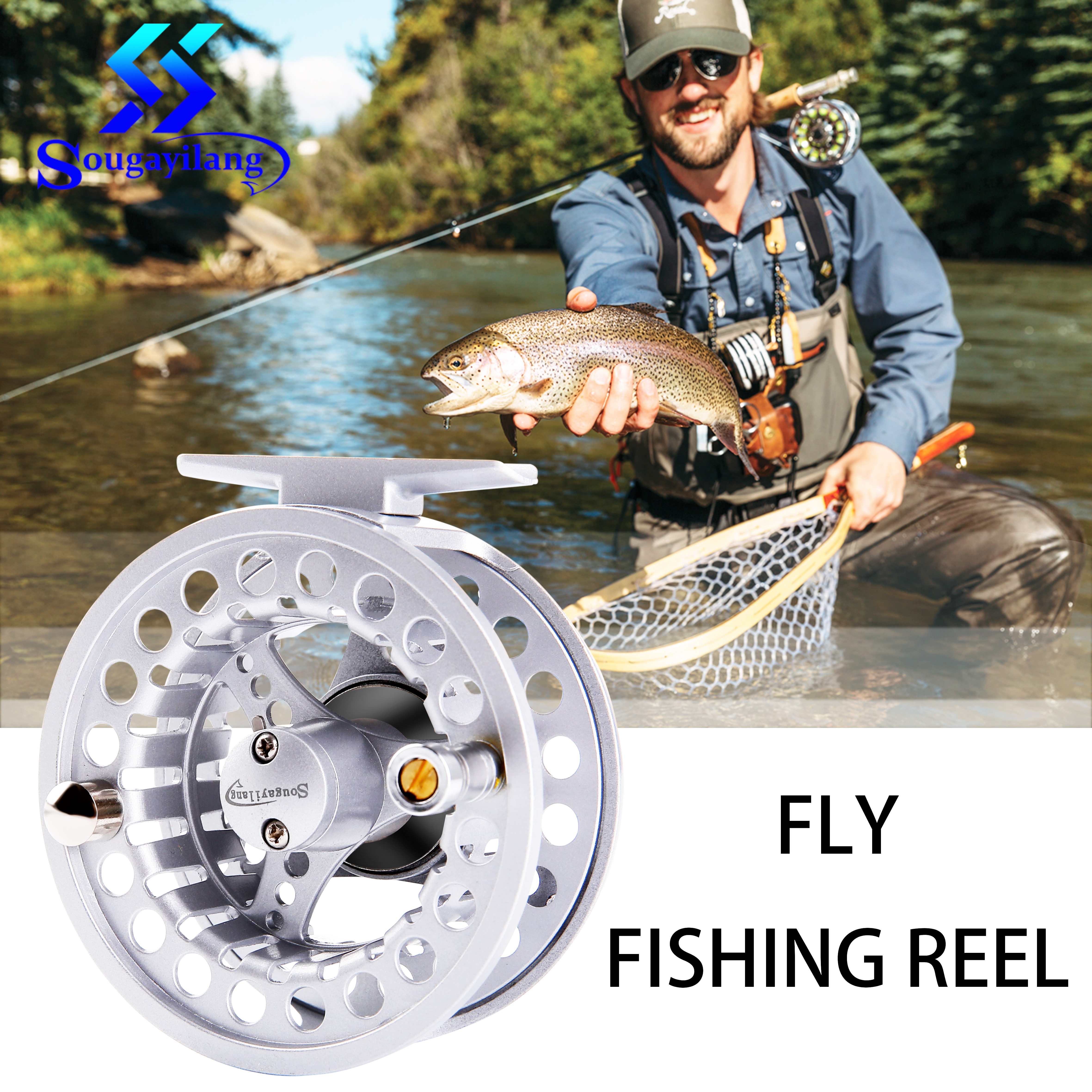 

Sougayilang Fly Fishing Reel 5/6 Ambidextrous Stainless Steel Main Shaft And Handle Large Arbor Aluminum Spool Fly Reel With Spool For Stream Fishing Rod Tool Fly Fishing Reel Wheel Accessories