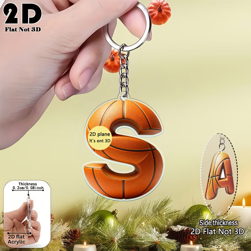 TEMU 2D Flat - Piano 2D, 1 Portachiavi Acrilico con Basket Cool, Portachiavi Esclusivo per e Giocatori di Basket, per Borse, Chiavi, Zaini, Regali di