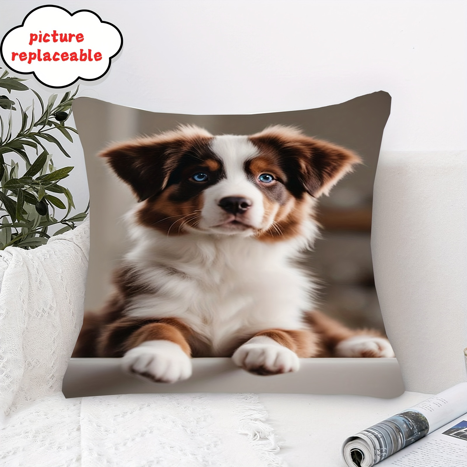 

1pc, Custom Short Plush Decor Without Pillow Core (cushion Is Not Included) Single-sided Printing 18x18 Inch Red Merle