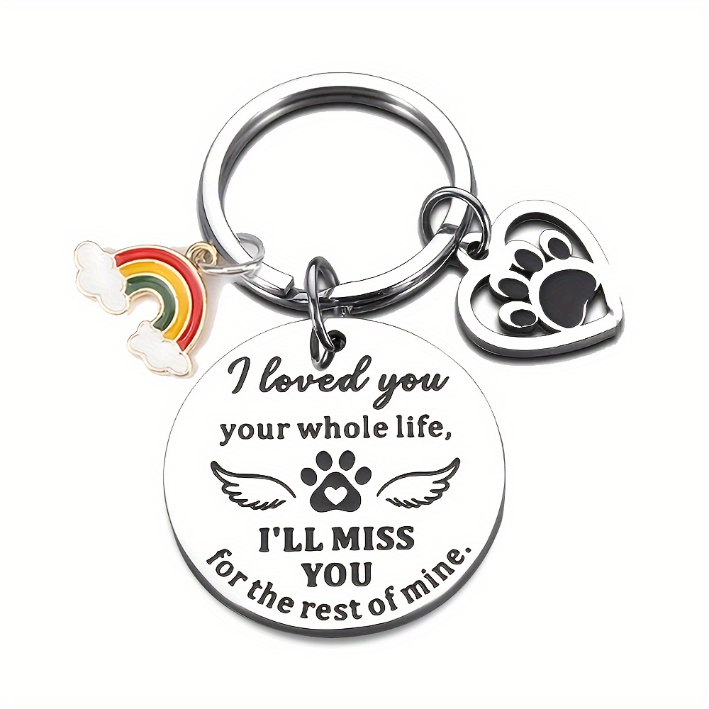 Image of Dog Memorial Keychain Gift Sympathy Gift Dog Zombie Gift For Women Men When Tomorrow Without Me Keychain Rainbow Bridge Memorial Gift Cat Paw Gift, Stainless