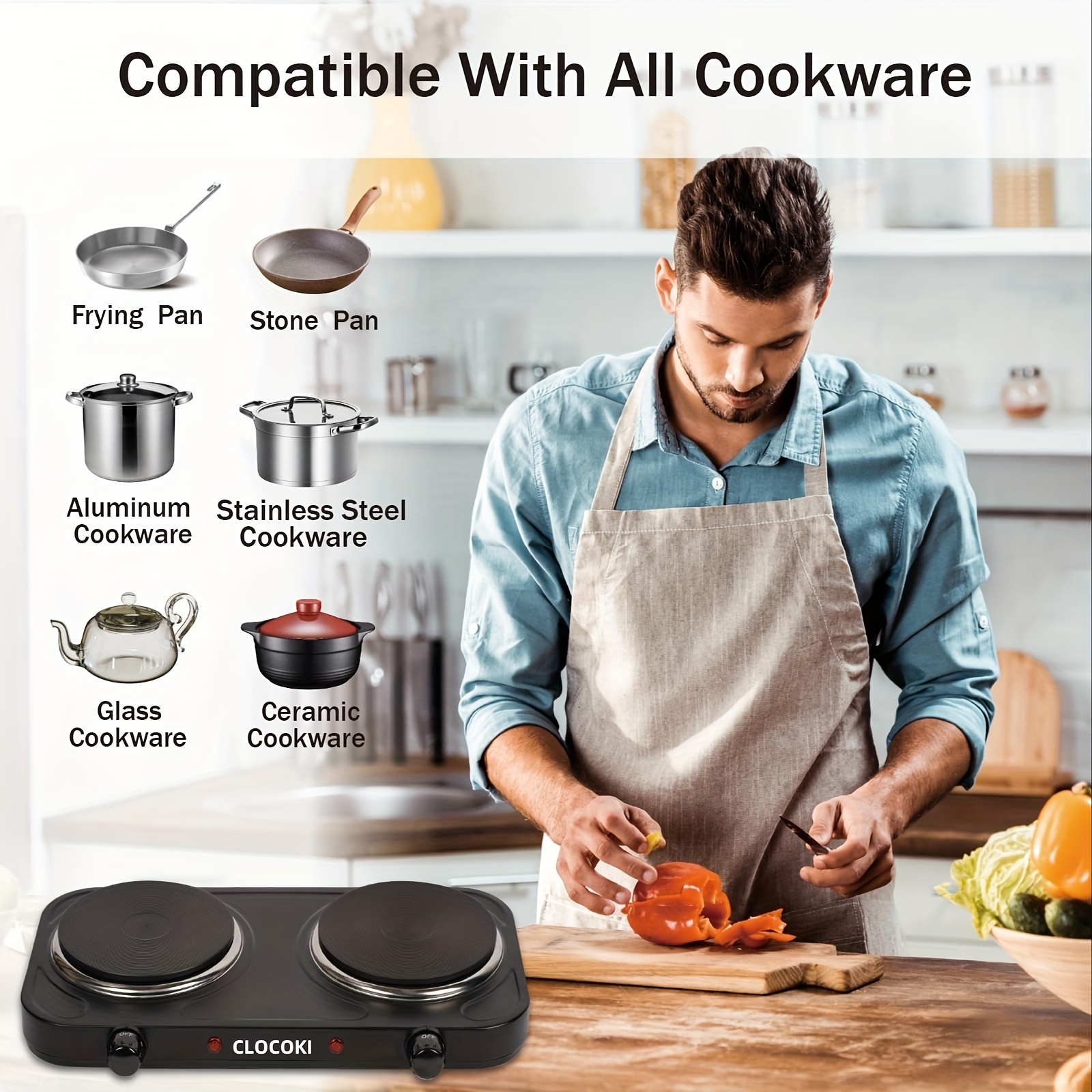 2500* Burner Electric Hot Plate, Compact Portable Design, Fast Heating  With Adjustable Temperature Control, Ideal For Dorm Room