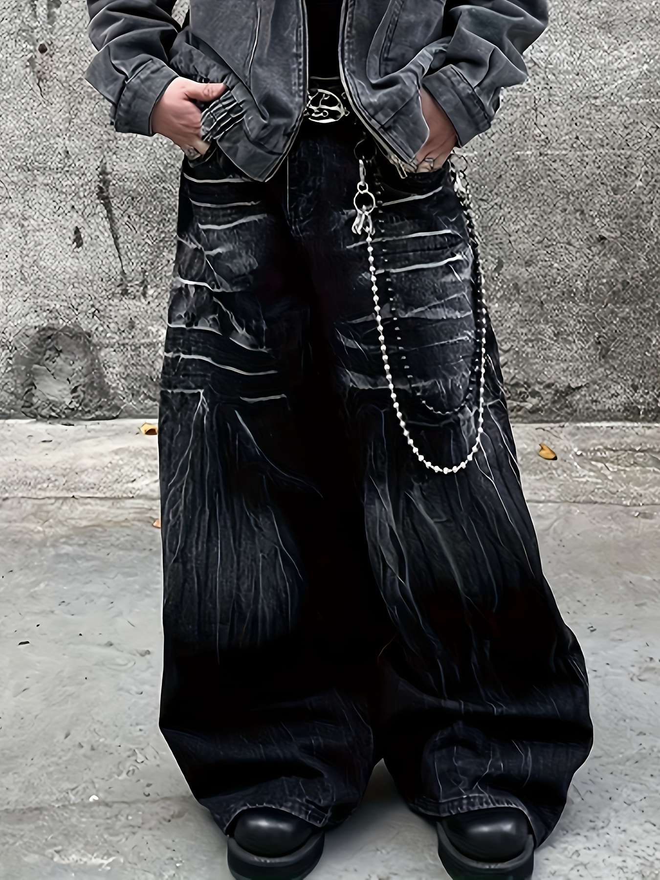 wide leg jeans men sold on Temu United States