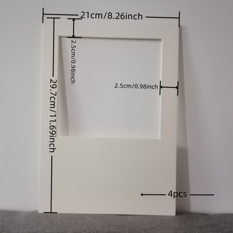 4pcs A4 Shaped Frame Mats For Photo Mounting, Decorative Decor Accessories