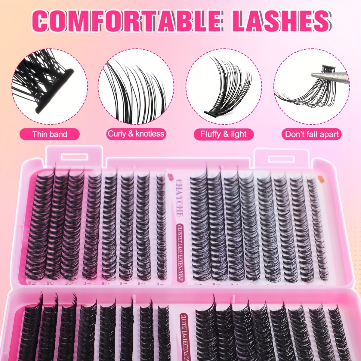 640pcs lash clusters thick volume lash extension kit high capacity diy individual lashes with wispy lash tweezer and brush for at home eyelash extensions details 7
