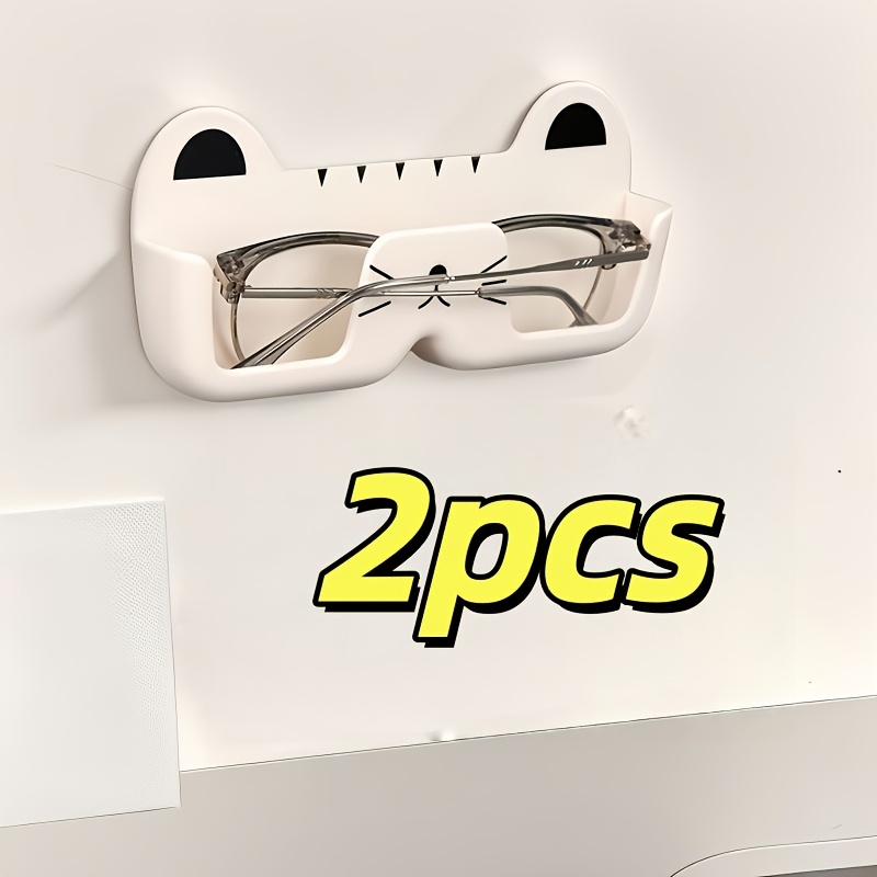 TEMU Juego de 2 estantes para gafas sin taladro, soporte para gafas de pared, estante de pared para gafas de moda, para mesita de noche, baño, ,