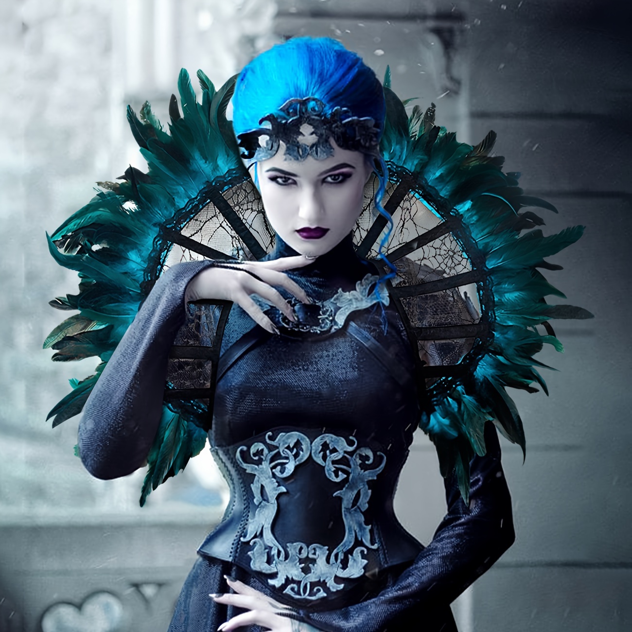 Kit De Femmes Plumes Dentelle Cou Collier, Gothique Tour De