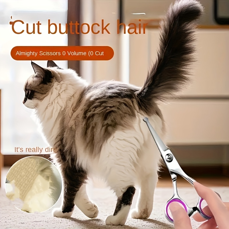 Pet Cat and Dog Grooming Scissors - Stainless Steel Professional Pet Trimmer - 17cm Straight Blade