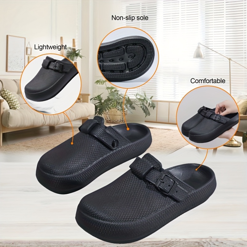 lightweight unisex eva solid color clogs casual slip on round toe mules with adjustable   comfortable   beach footwear non slip durable daily 2