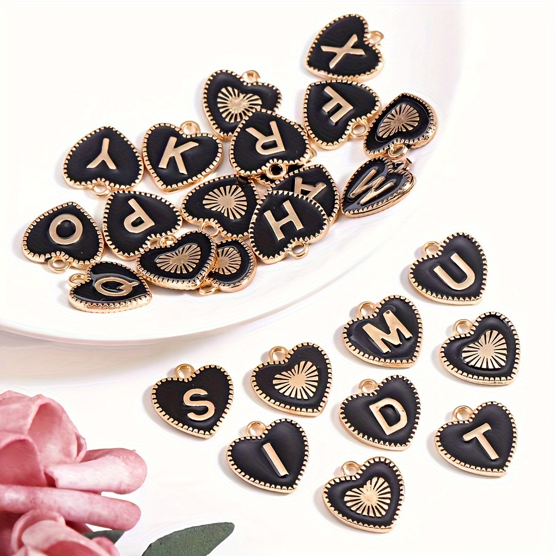 

26pcs Double-sided Heart-shaped Enamel Charms, Mixed Alphabet Pendants Bulk Set, Versatile Diy Valentine's Day Jewelry Making Kit, Love Themed Craft Gift Supplies For Necklace & Bracelet Creation