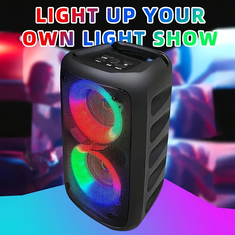 TEMU Portable Karaoke With Microphone, Large Speaker, Portable Speaker, Subwoofer, Outdoor Wireless Speaker, Party Disco Light, Tws, Tf, Aux, Mic,