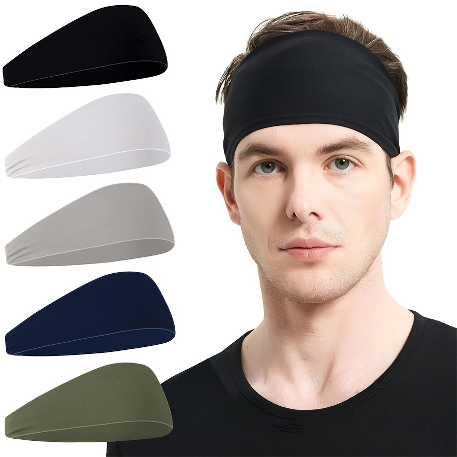 1pc Solid Color New Running Fitness Headband for Men and Women, Sports Yoga Sweat Absorbing Elastic Head Wrap, Solid Color Headscarf