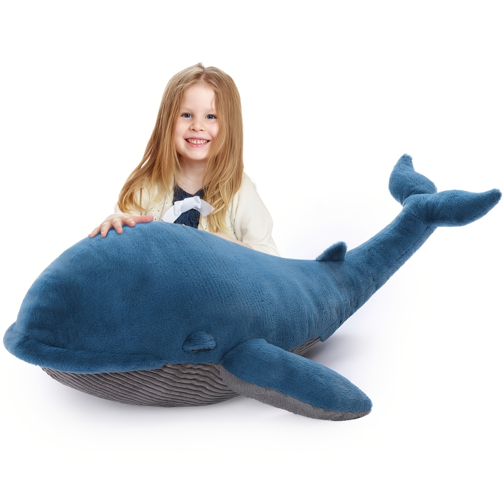 

Striped Whale Plush Toy, 4ft Polyester Ocean Animal Pillow For