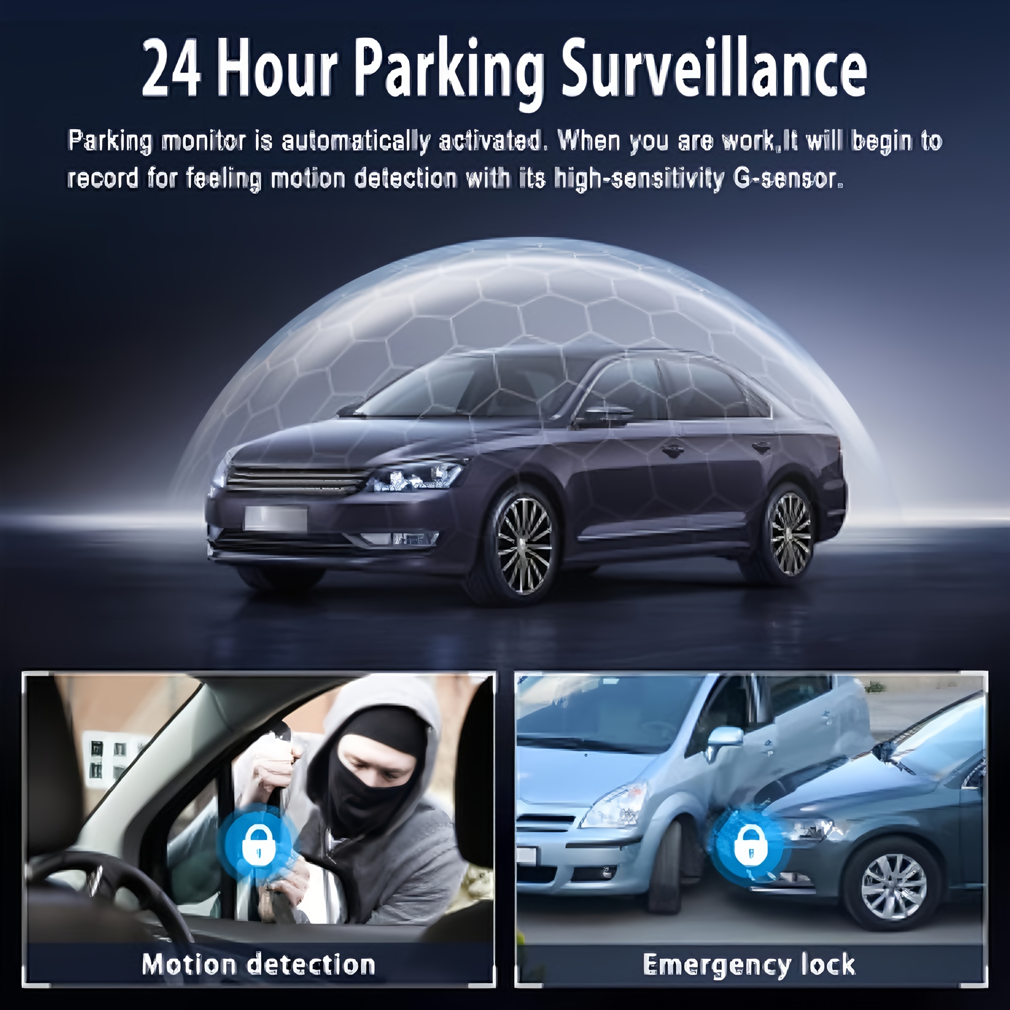 Caméra de tableau de bord double 1080P+720P pour voitures avec vision nocturne IR, enregistrement en boucle et objectif grand angle - Écran IPS de 8,03 cm, caméra arrière 720P, carte 32 Go en option