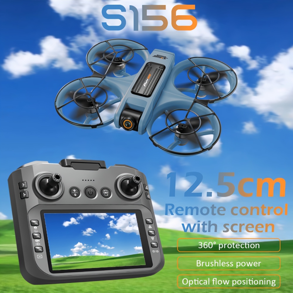 Nowy Dron z em S156, Dron z Podwójną Kamerą i ESC - Możliwość Fotografii z Powietrza, z em o Dużym Ekranie, Ochrona 360° - Bezpieczny i Antykolizyjny, Silnik Bezszczotkowy - Mocna Siła, Optyczne Pływające Zawieszanie - Stabilniejszy Lot, z LED Nocnymi Światłami, Przełączanie Prędkości, Tryb Bezgłowy, Prezent Urodzinowy, Prezent Świąteczny
