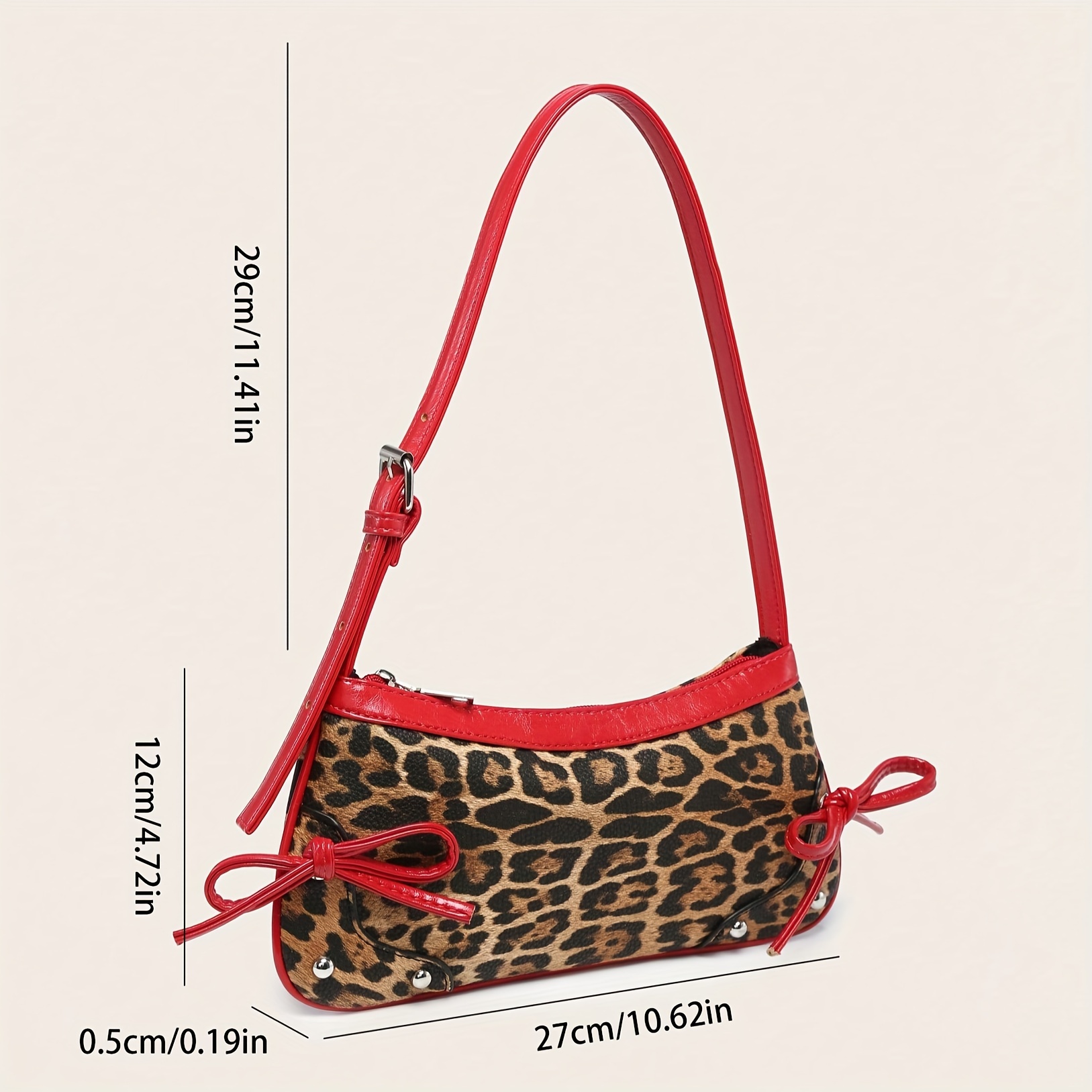 BADBLOOD★韓国大人気 Leopard Reversible Shoulder Bag - Red women's leopard print y2k shoulder bag adjustable red strap