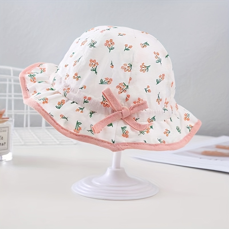 

Floral Baby Hat, Thin Hat For Spring, Summer And Autumn, Baby Girl Fisherman Hat