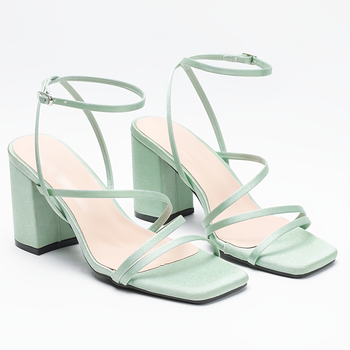 Sage Green Green Strappy Heeled Sandals Be Mine Bridal Snuggle