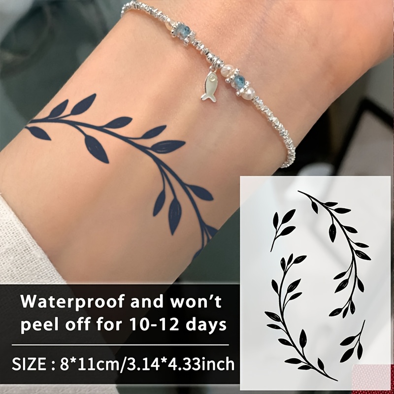Temporary Waterproof Tattoo Sticker, Leaf-, Waterproof And Realistic, And Apply, Lasts 1-2 Weeks, Beginner-friendly Tattoo, Realistic , Durable And Simple Tattoo Sticker, Women's Tattoo, An