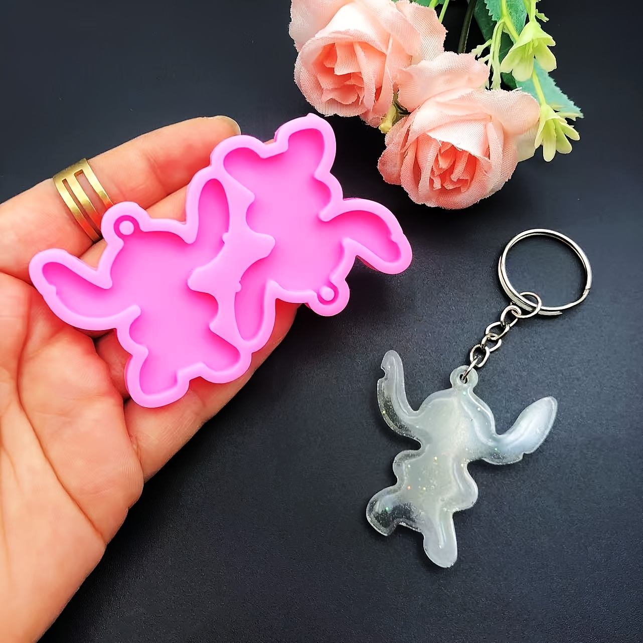 

1 Ensemble De Moules En Résine Époxy DIY En Silicone Pour Porte-clés Et Boucles D'oreilles, Décoration Pendante En Cristal, Ensemble De Moules Pour L'artisanat Des Accessoires Créatifs