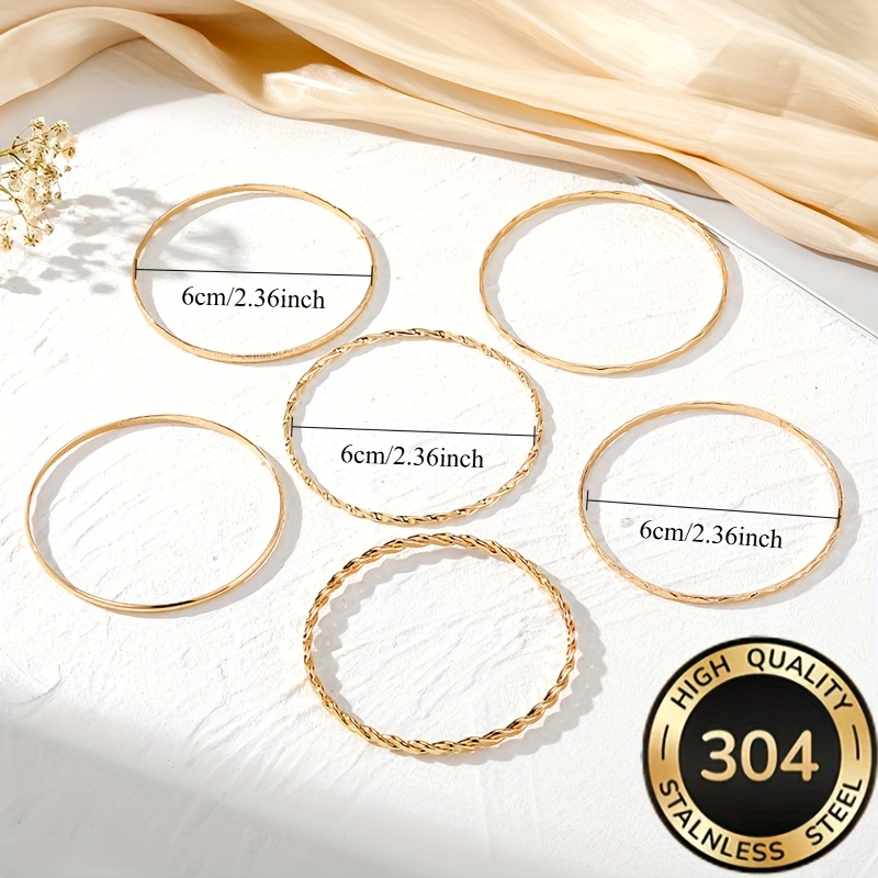 6pc Rhombus Twist Smooth Bracelet Set for Women